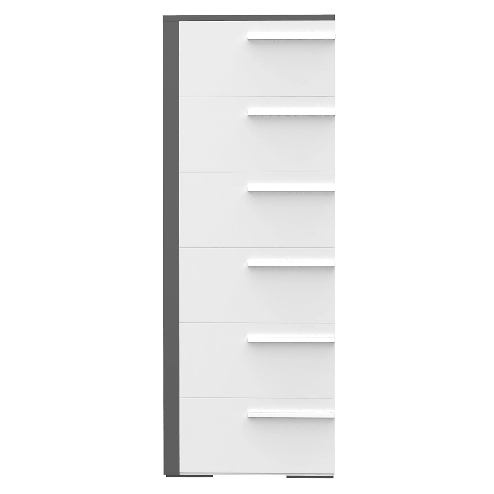 Gabriella 6 drawer chest storage for nursery bedroom, dark grey & white