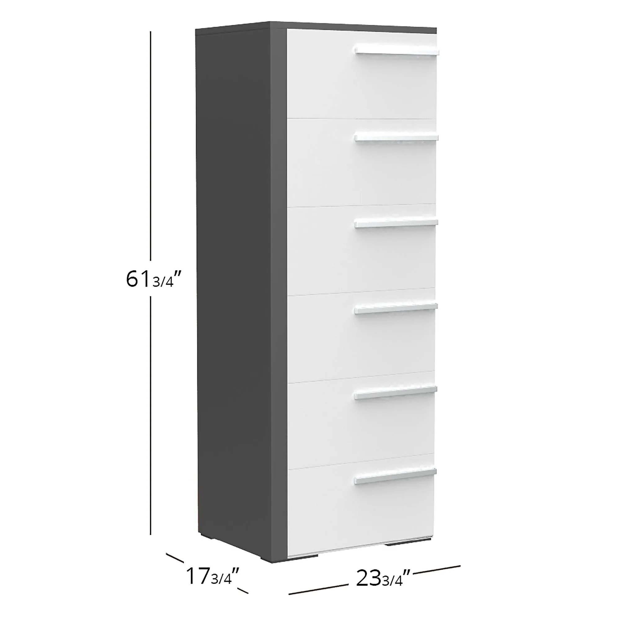 Gabriella 6 drawer chest storage for nursery bedroom, dark grey & white
