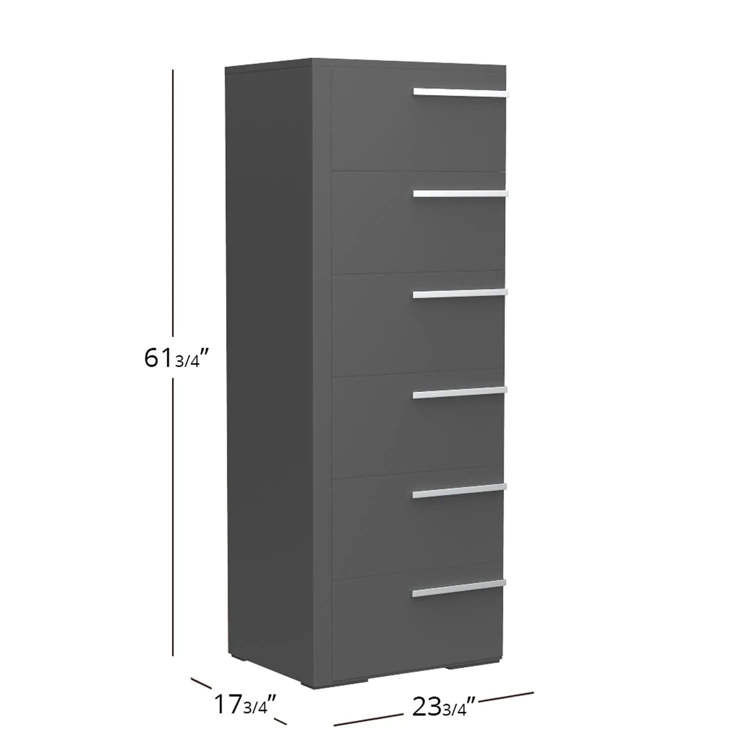 Gabriella 6 drawer chest storage for nursery bedroom, dark grey