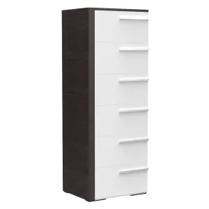 Gabriella 6 drawer chest storage for nursery bedroom, white & wood burn