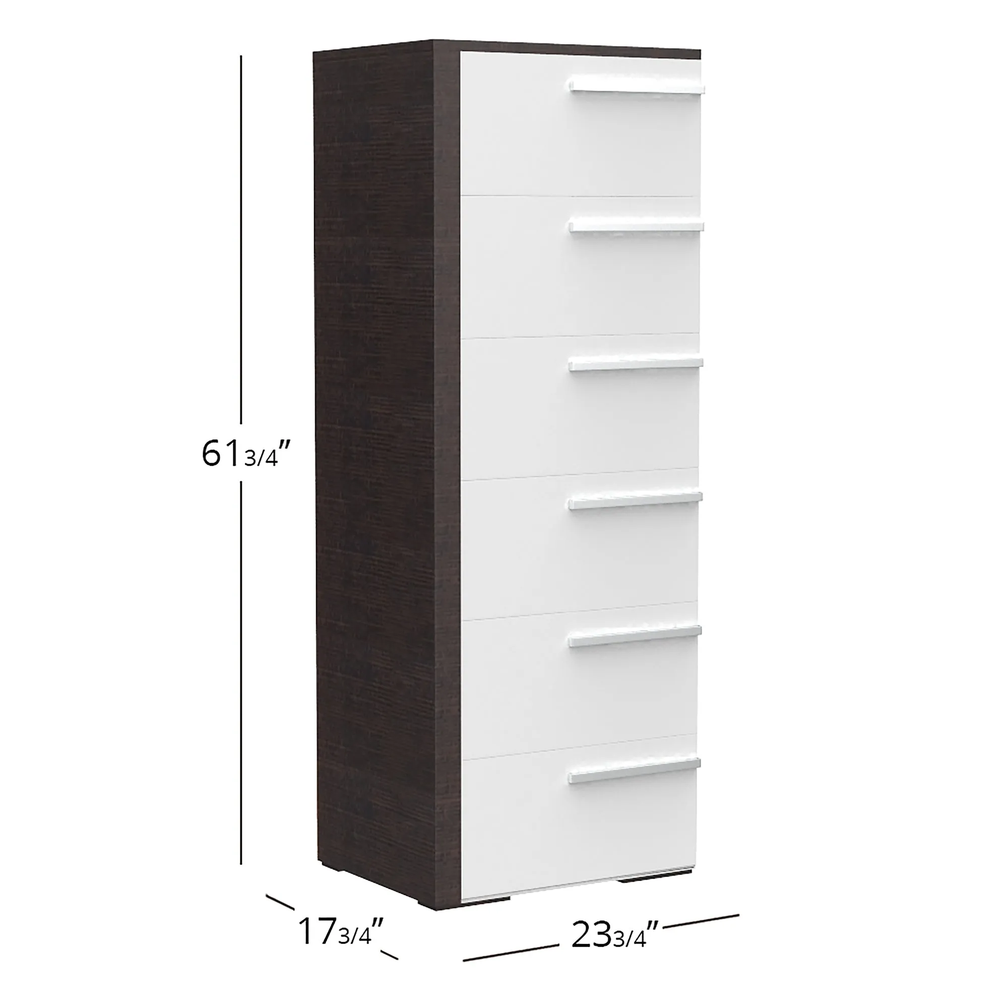 Gabriella 6 drawer chest storage for nursery bedroom, white & wood burn