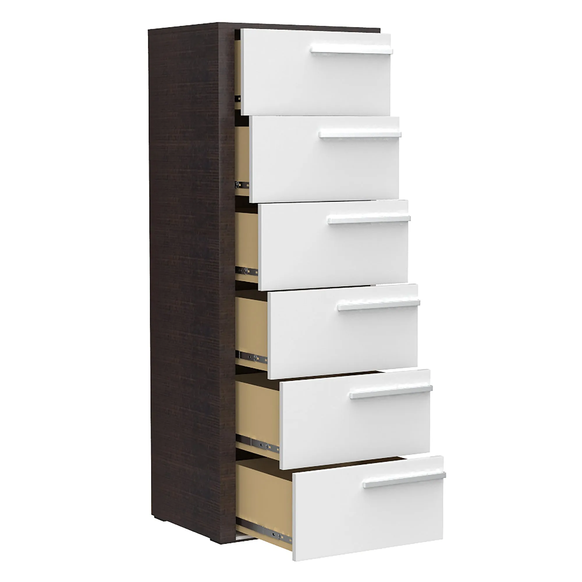 Gabriella 6 drawer chest storage for nursery bedroom, white & wood burn