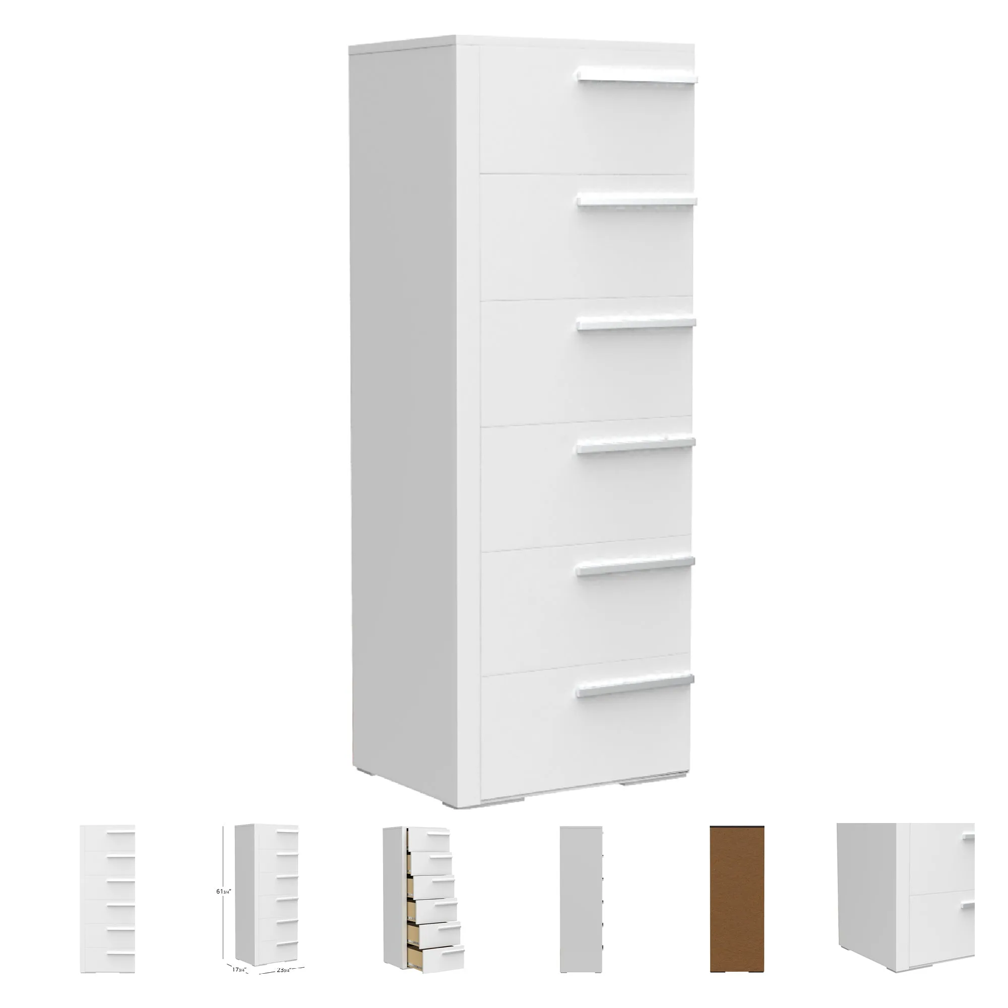 Gabriella 6 drawer chest storage for nursery bedroom, white