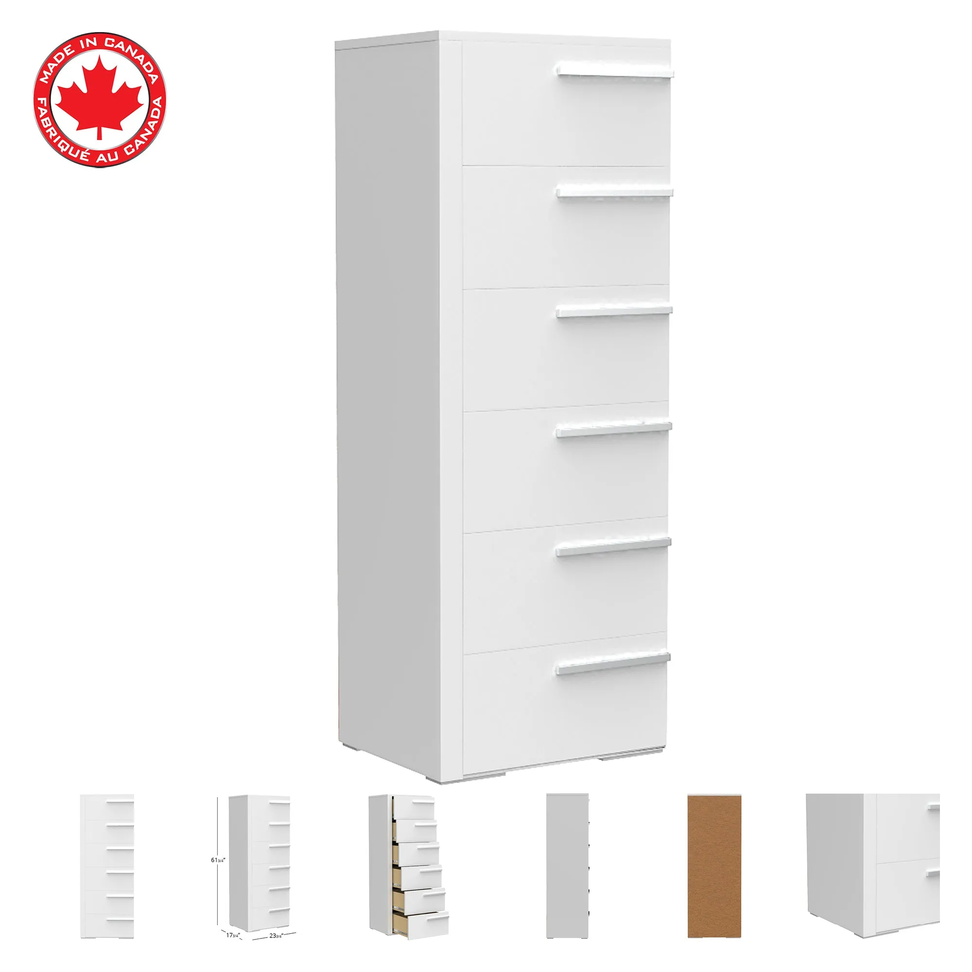 Gabriella 6 drawer chest storage for nursery bedroom, white