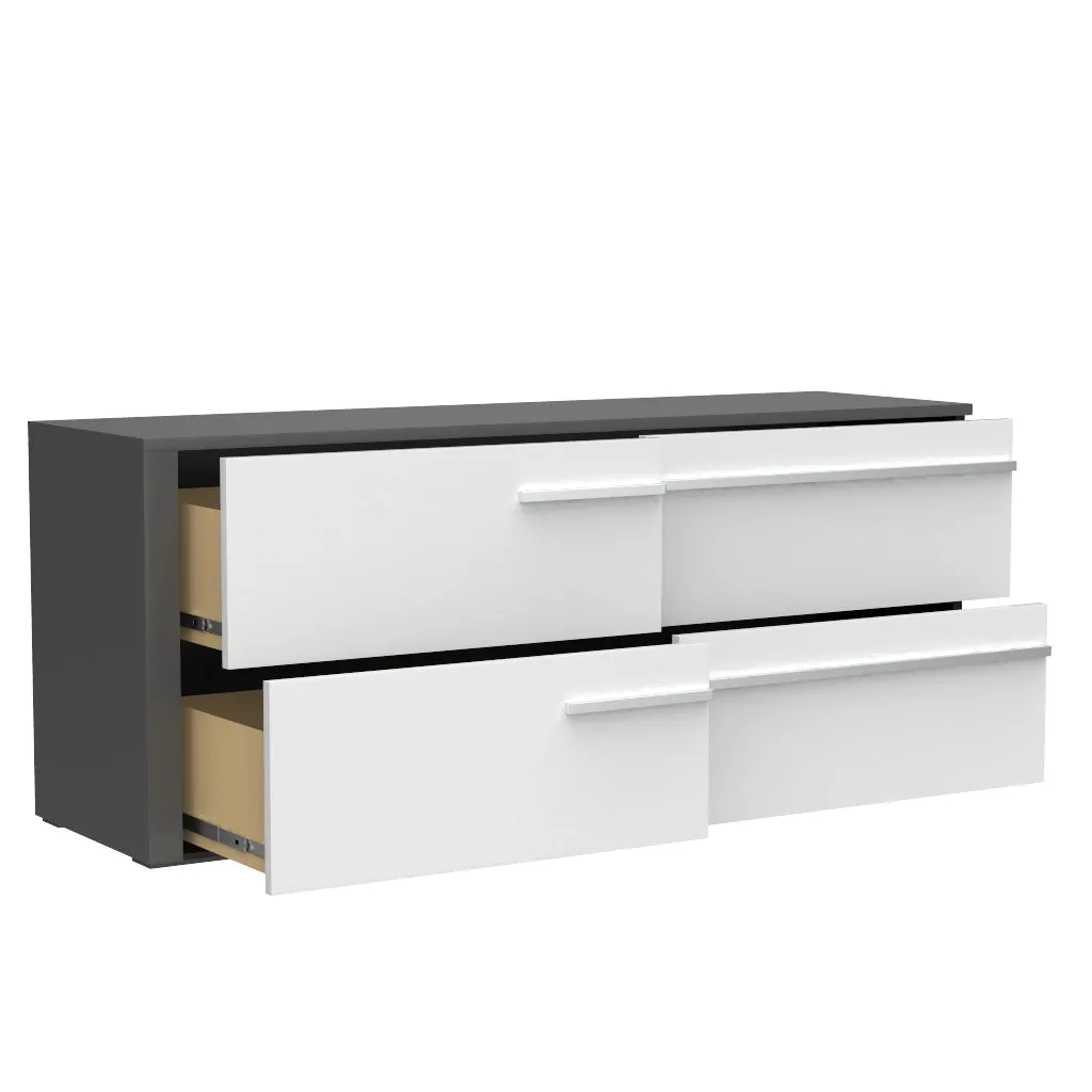 Gabriella  6 drawer double dresser for bedroom, dark grey & white