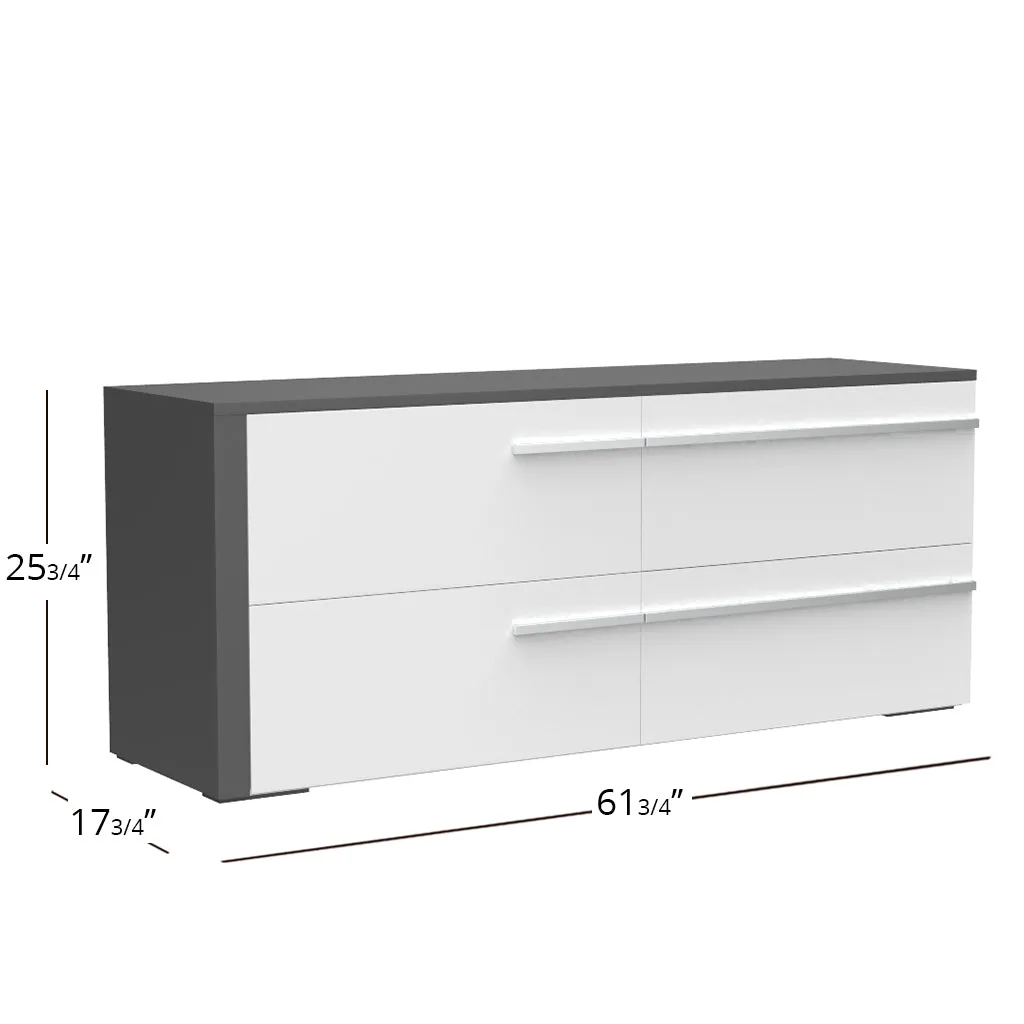 Gabriella  6 drawer double dresser for bedroom, dark grey & white