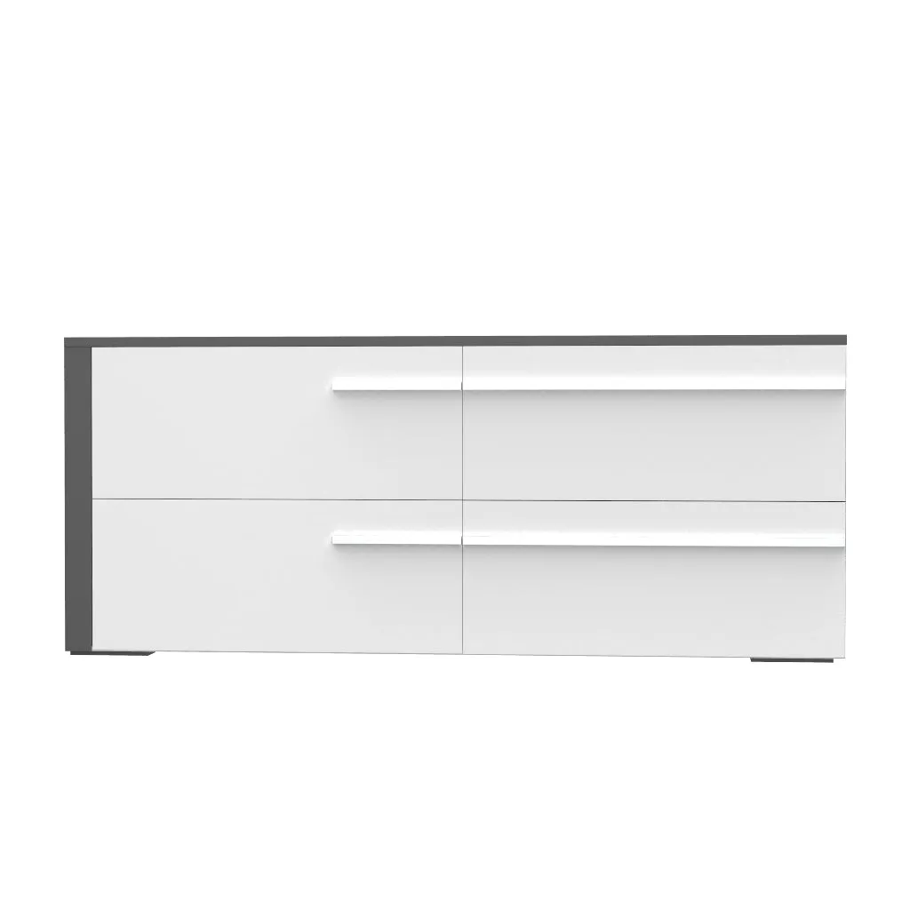 Gabriella  6 drawer double dresser for bedroom, dark grey & white