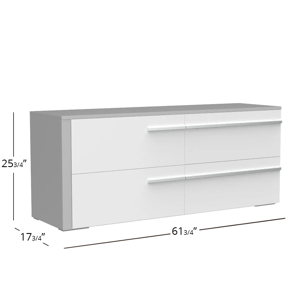 Gabriella 6 drawer double dresser for bedroom, light grey & white