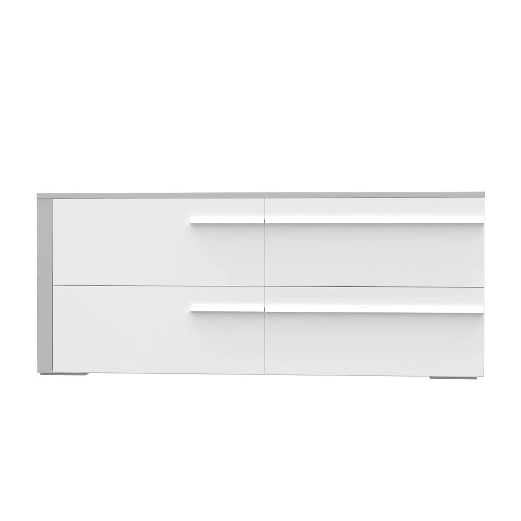 Gabriella 6 drawer double dresser for bedroom, light grey & white
