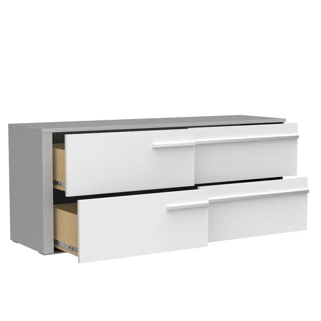 Gabriella 6 drawer double dresser for bedroom, light grey & white