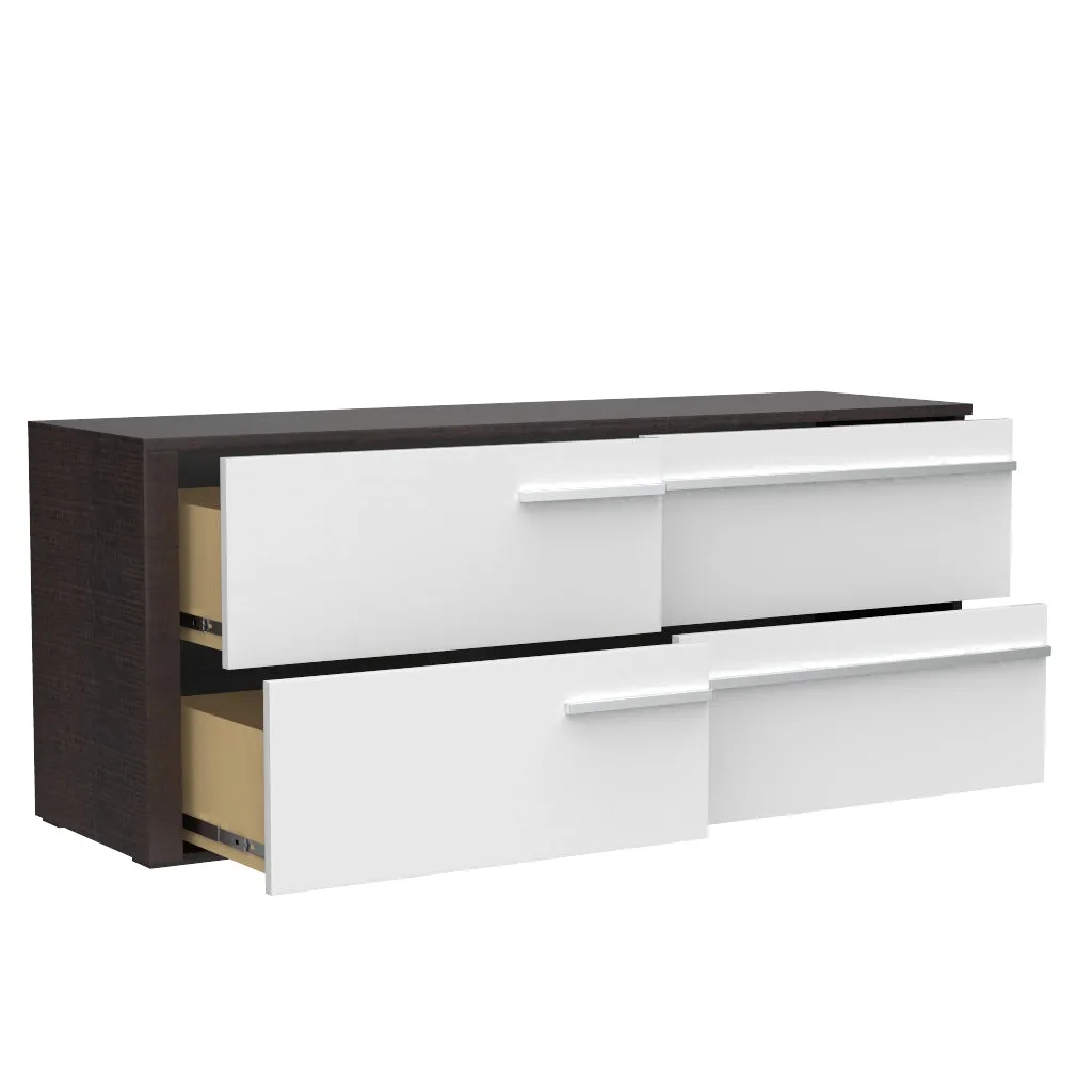 Gabriella 6 drawer double dresser for bedroom, white & wood burn