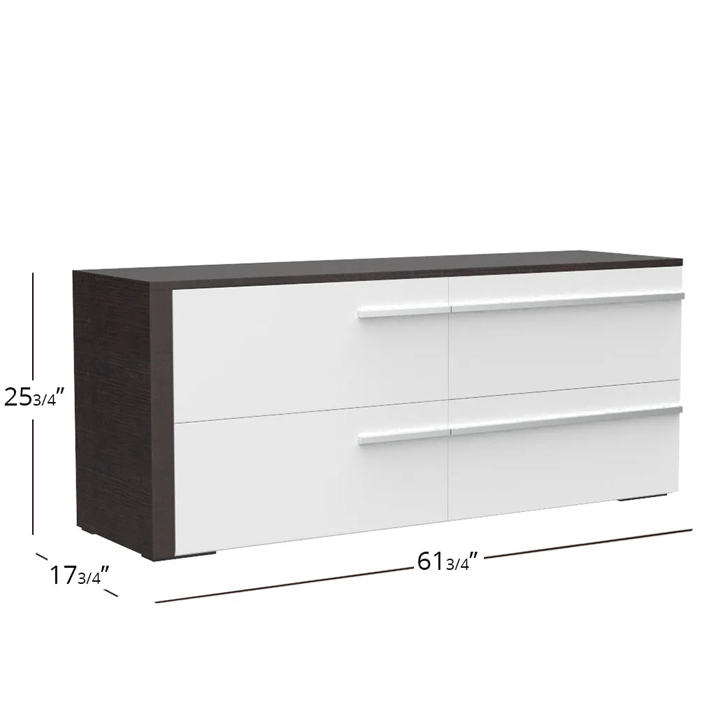 Gabriella 6 drawer double dresser for bedroom, white & wood burn