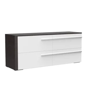 Gabriella 6 drawer double dresser for bedroom, white & wood burn