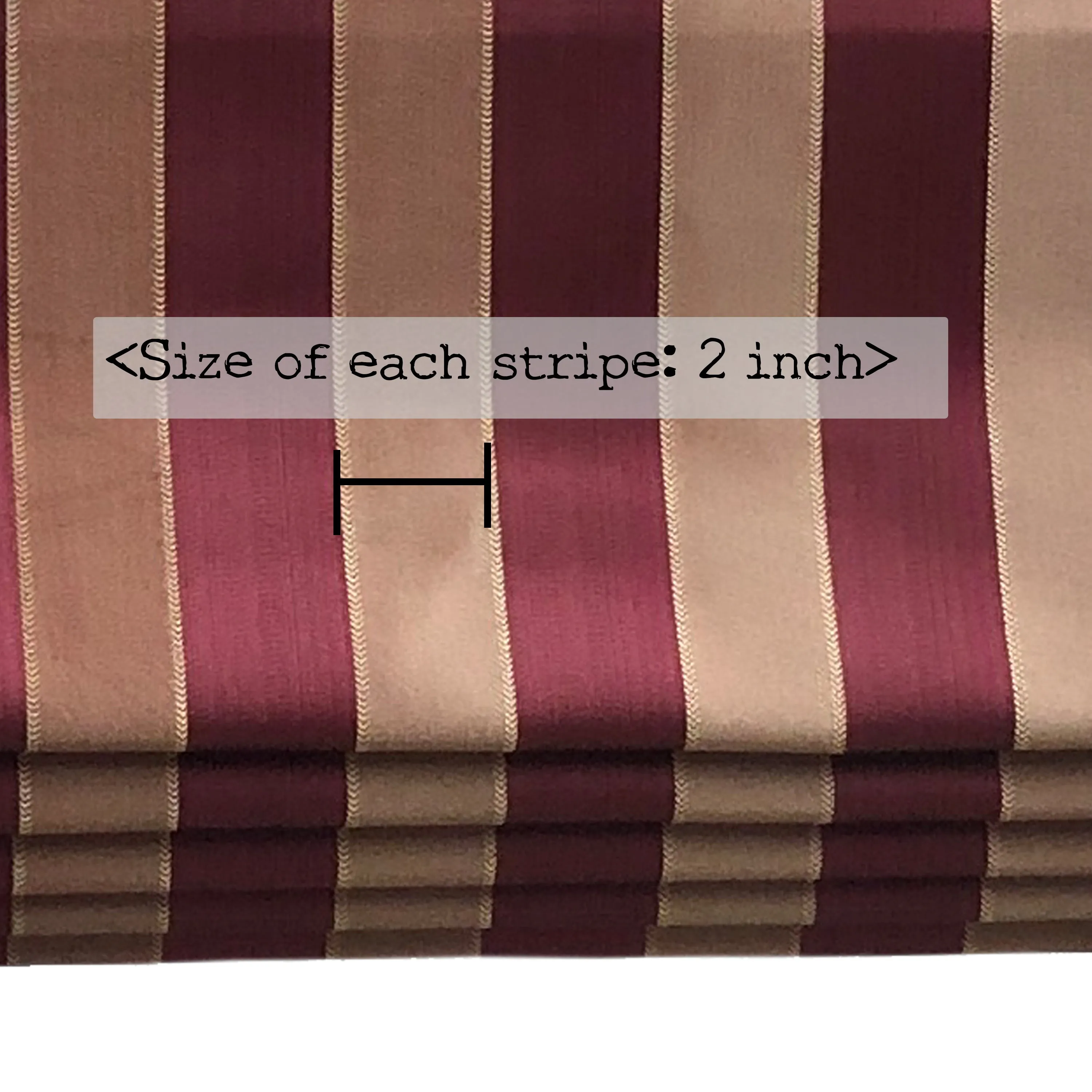 Gold Red Burgundy Stripe Jacquard Flat Roman Shade
