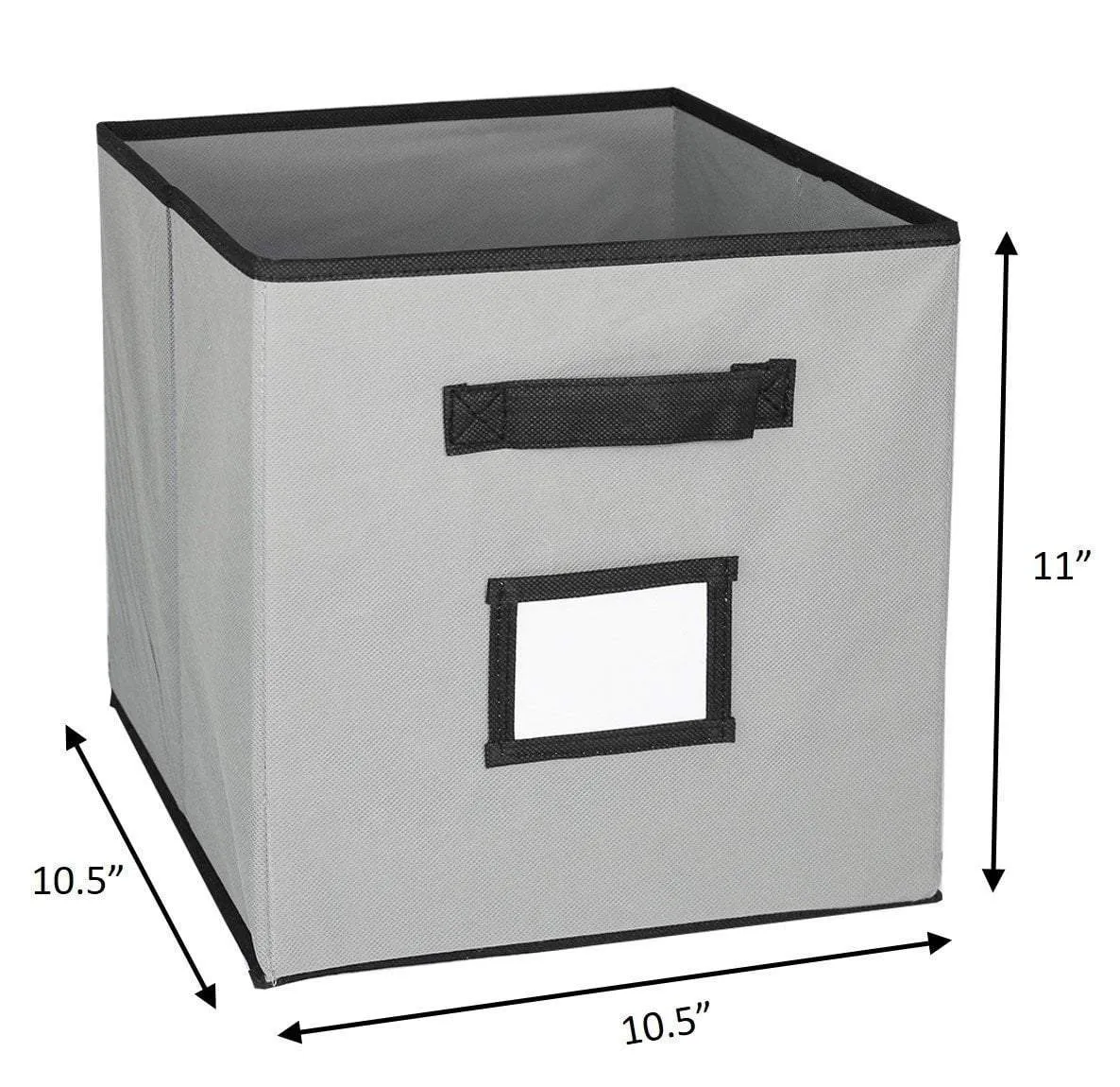 Hangorize Collapsible Fabric Cubicle Storage Bins, Gray, 6 Pack, with Handy Label Window to Make Identifying Contents Easy. Set Includes 6 Foldable Storage Cube Basket Bins