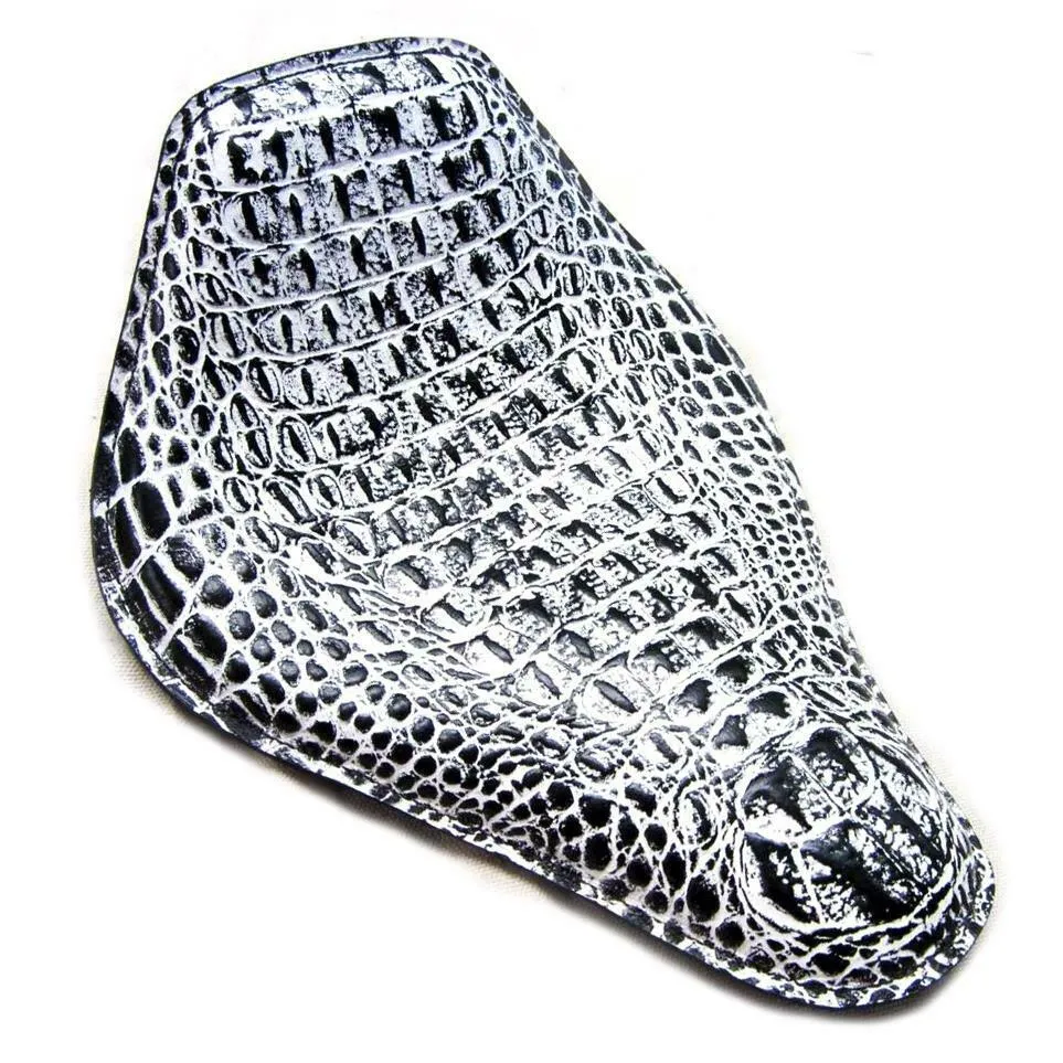 Harley Sportster Spring Solo Seat 11x14 Snub Nose Black White Alligator Chopper