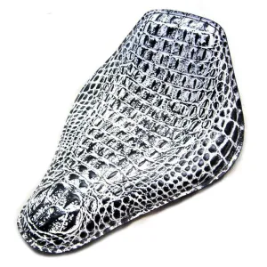 Harley Sportster Spring Solo Seat 11x14 Snub Nose Black White Alligator Chopper