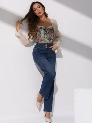 High Stretch Rigid Denim Straight-Leg Jeans