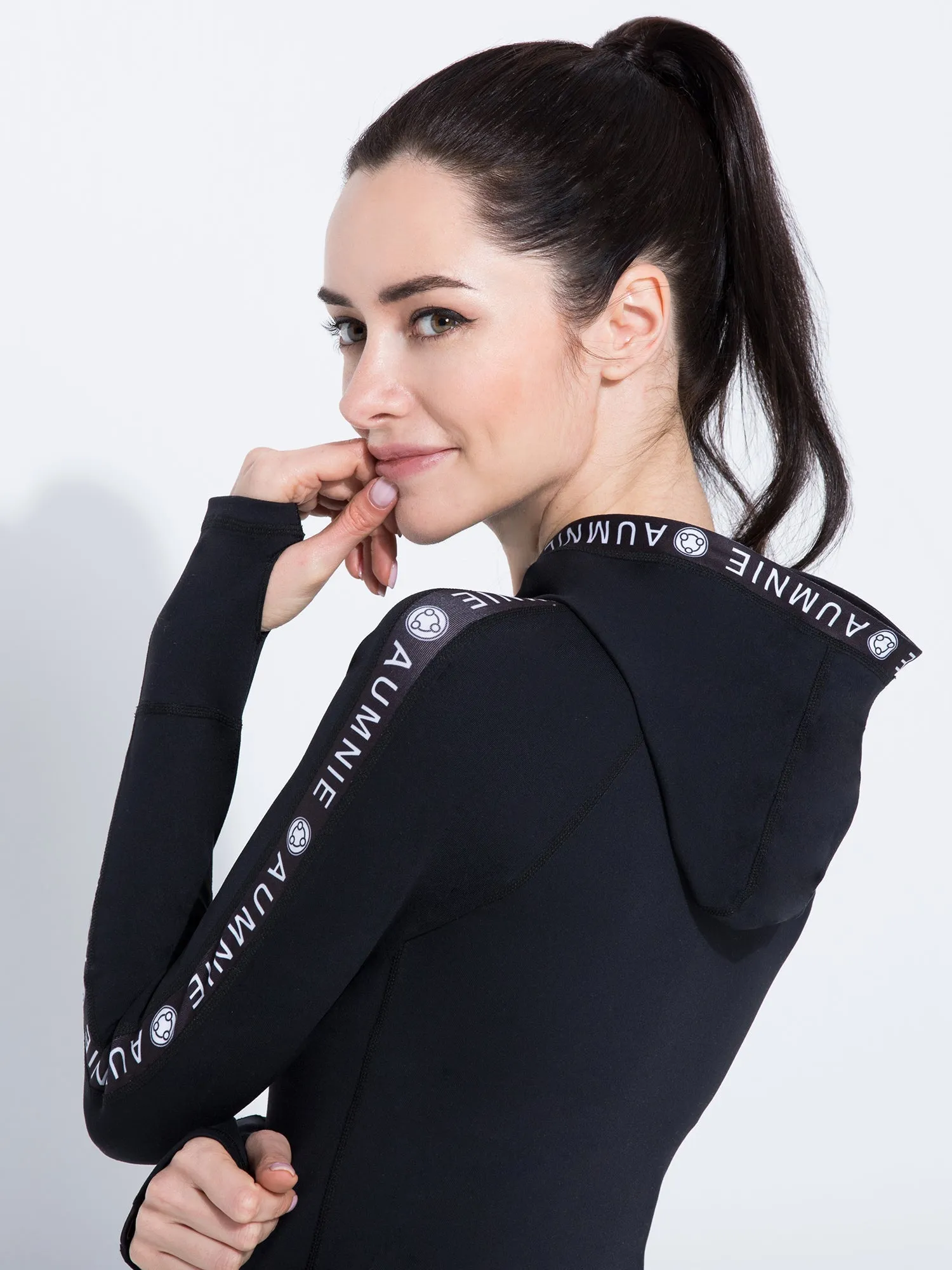 HOODED LOGO TOP, BLACK