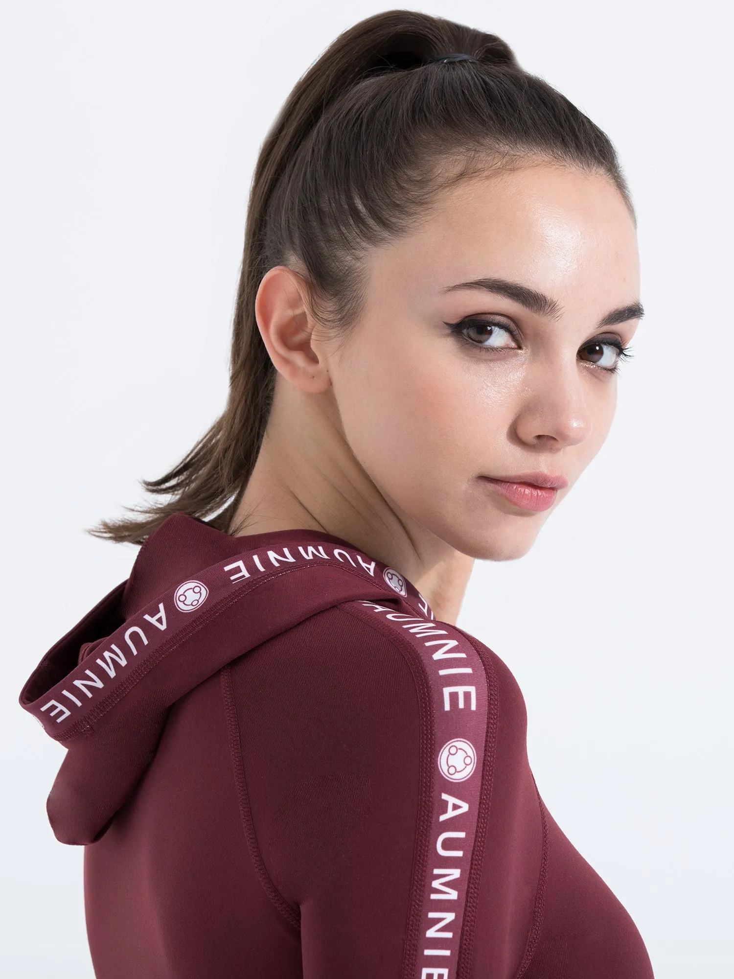 HOODED LOGO TOP, BORDEAUX