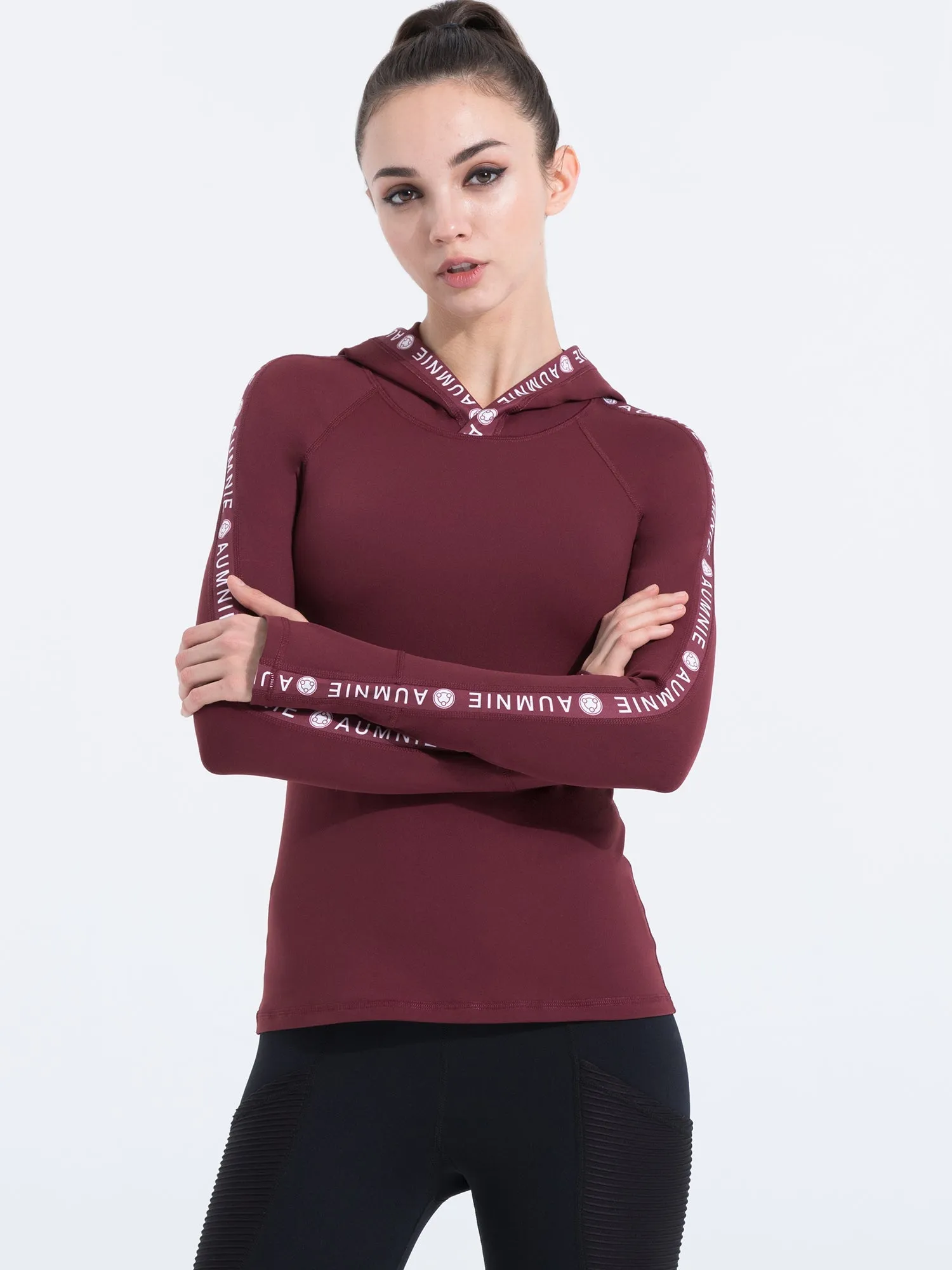 HOODED LOGO TOP, BORDEAUX