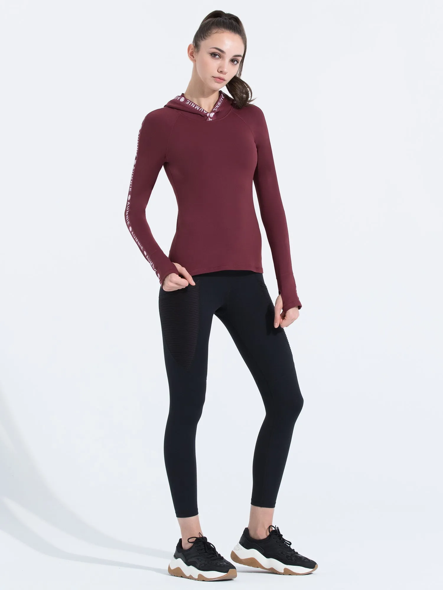 HOODED LOGO TOP, BORDEAUX