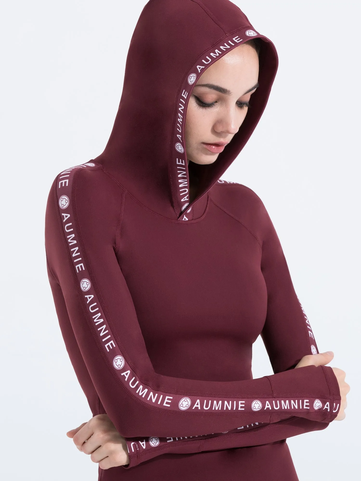 HOODED LOGO TOP, BORDEAUX