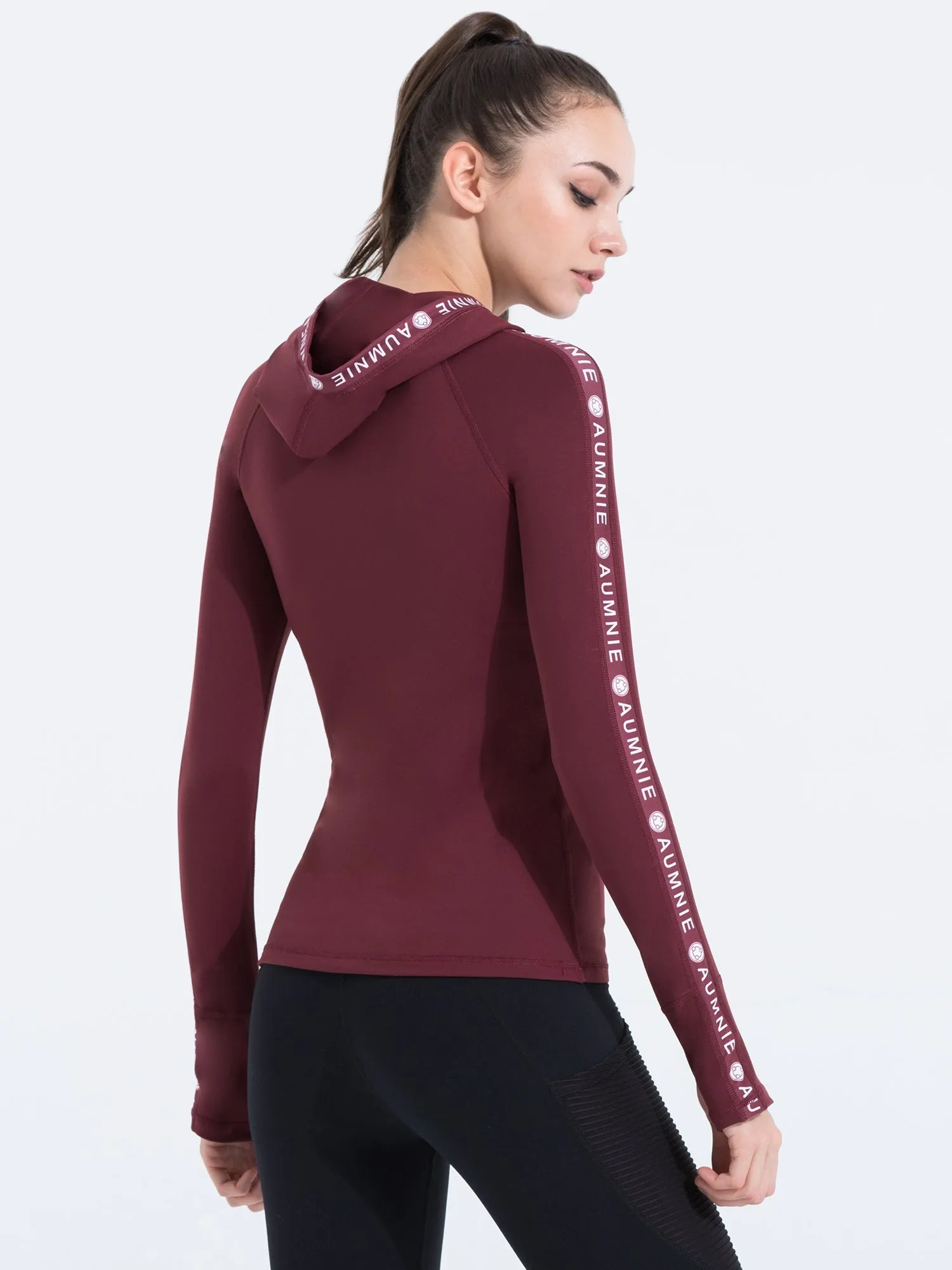 HOODED LOGO TOP, BORDEAUX