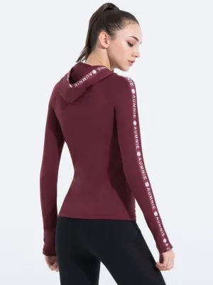 HOODED LOGO TOP, BORDEAUX