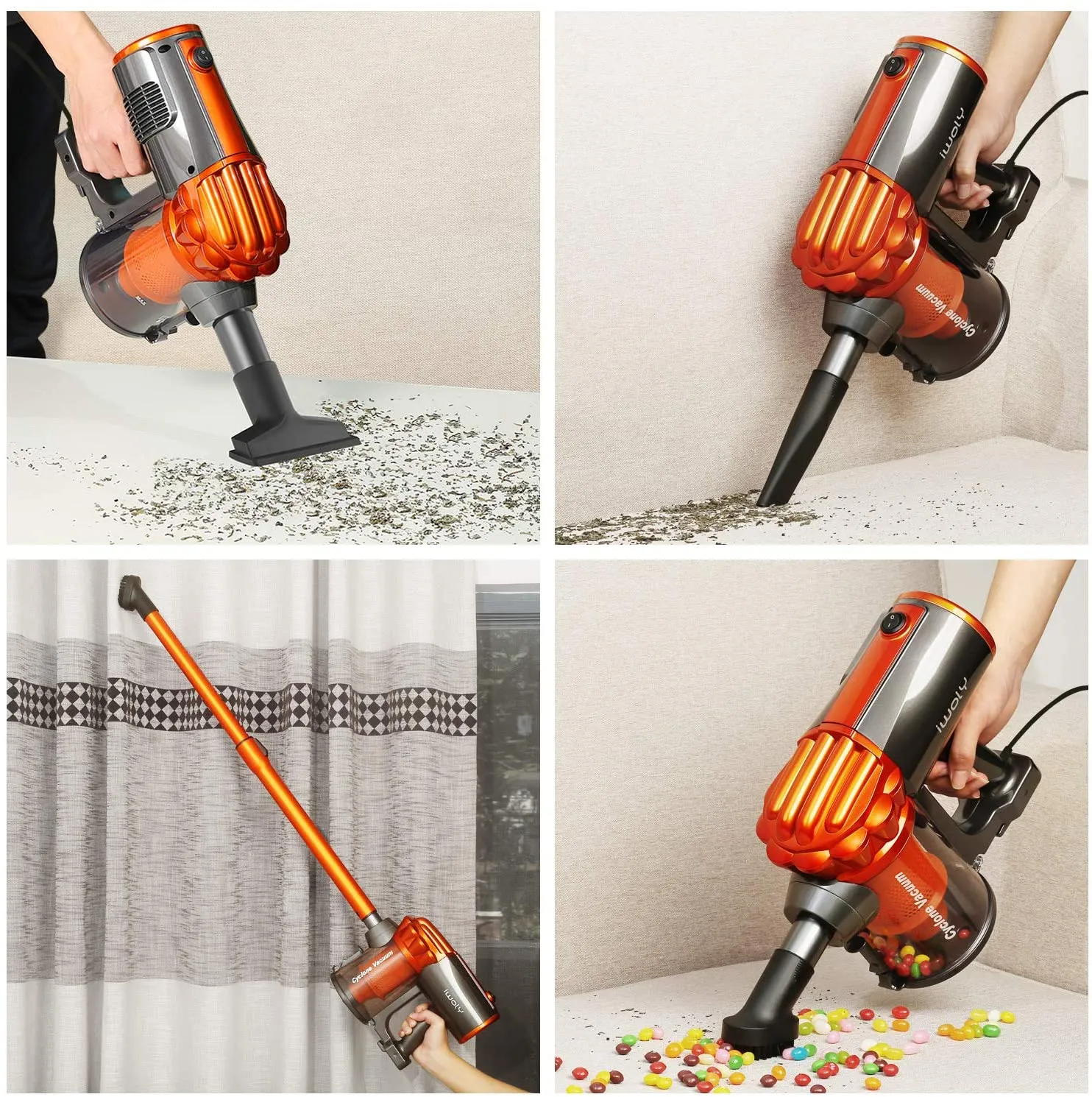 iwoly V600 Vacuum Cleaner Corded Bagless Stick and Handheld Vacuum with 7m Long Power Cord