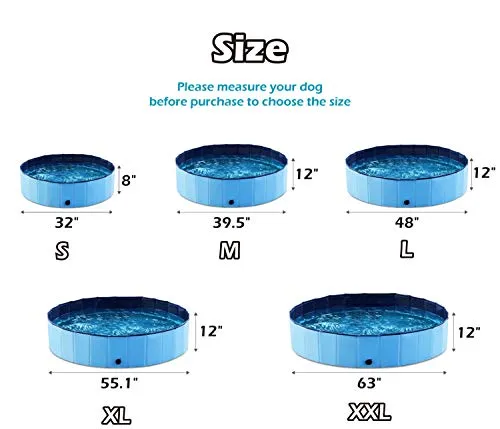 Jasonwell Foldable Dog Pet Bath Pool Collapsible Dog Pet Pool Bathing Tub Kiddie Pool for Dogs Cats and Kids (32inch.D x 8inch.H, Blue)