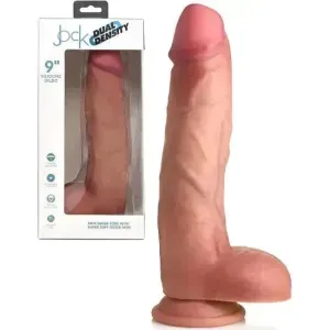JOCK 9" DUAL DENSITY SILICONE DILDO WITH BALLS - LIGHT