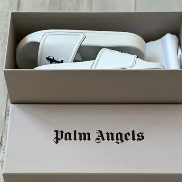 KIDS PALM ANGELS SLIDES NEW WITH BOX BAG AND UPC SCAN TAG