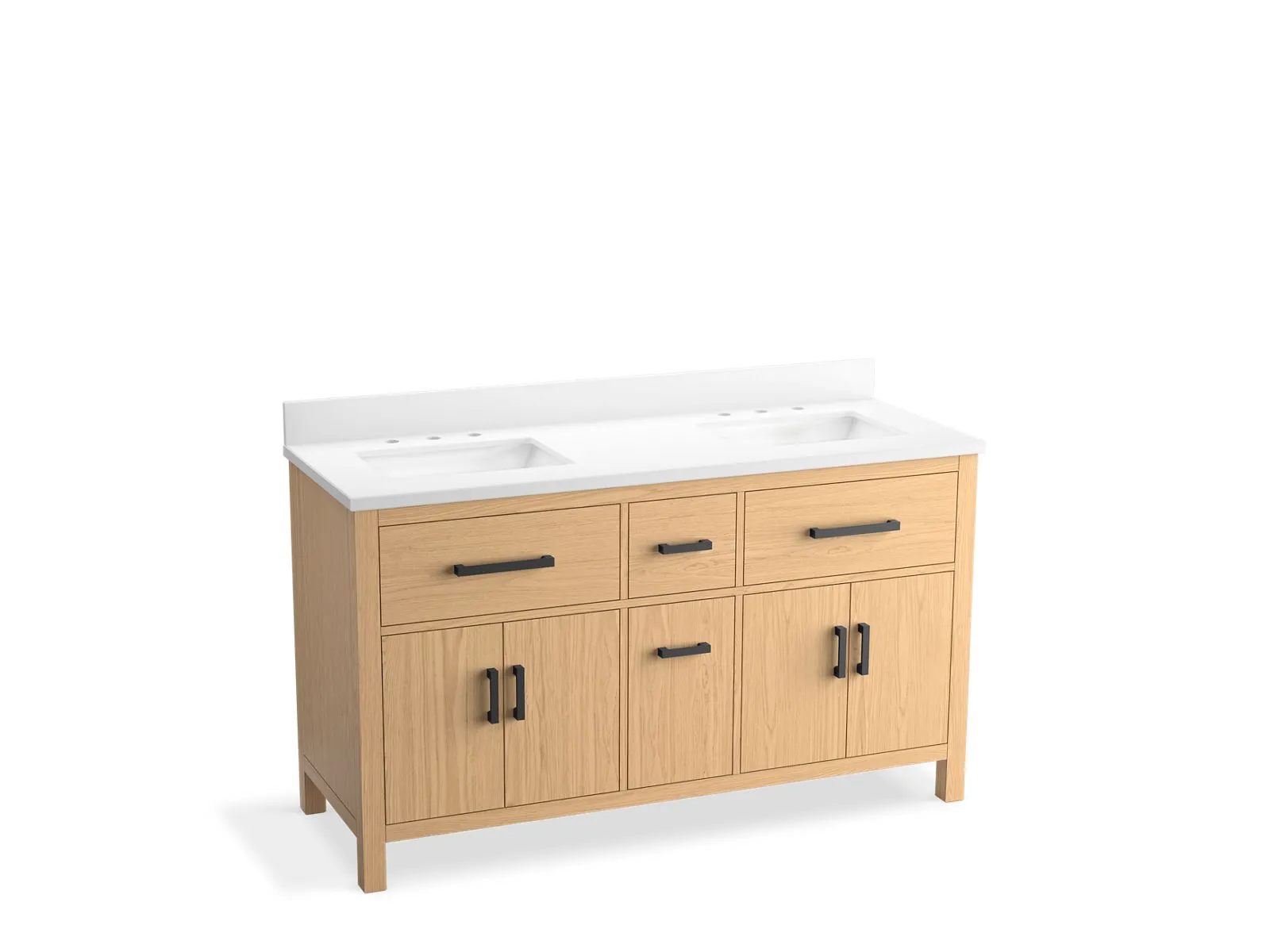 KOHLER K-40641-BD1 Kresla 60" bathroom vanity cabinet with sinks and quartz top
