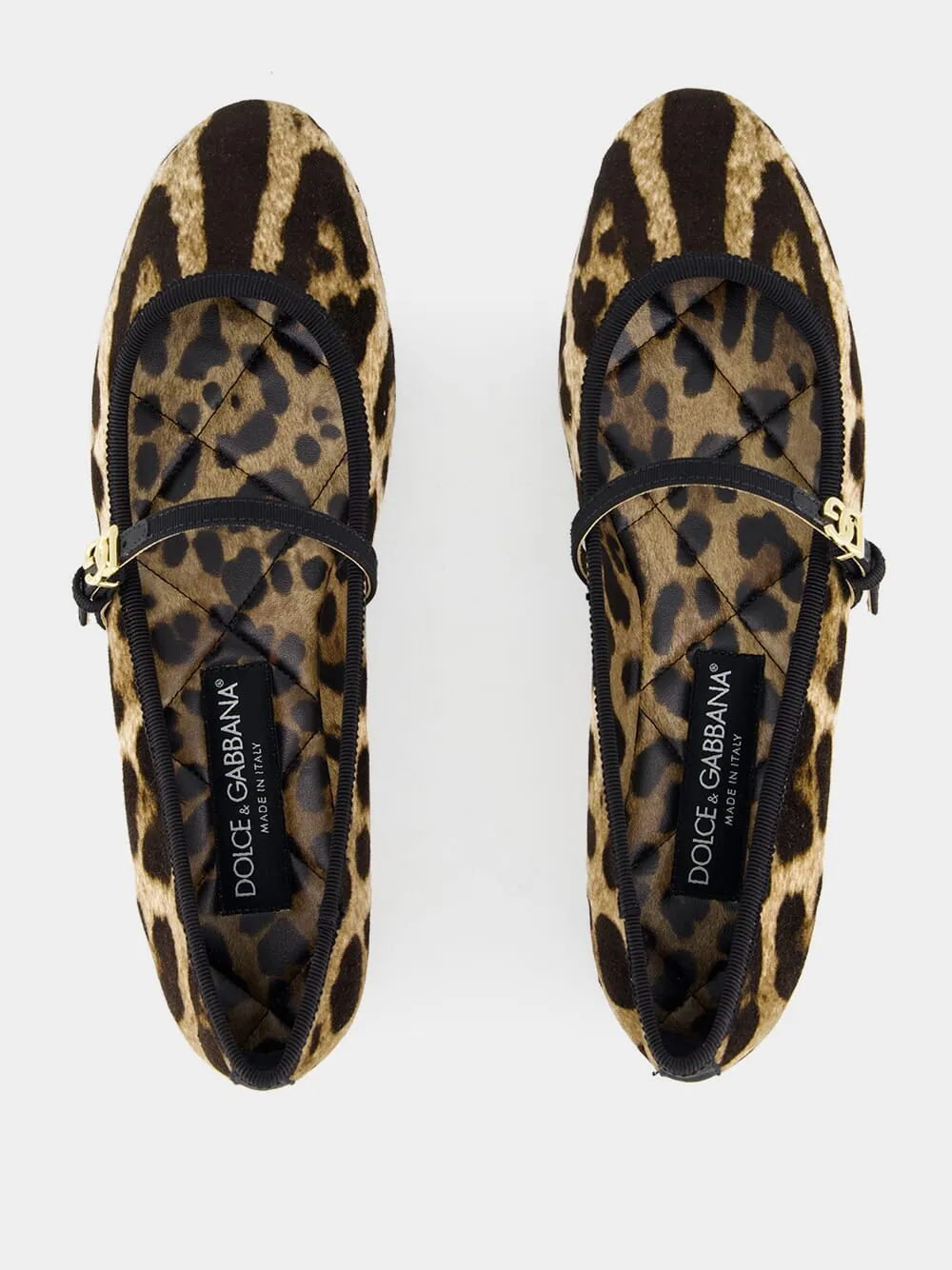 Leopard-Print Velvet Ballet Flats with DG Logo