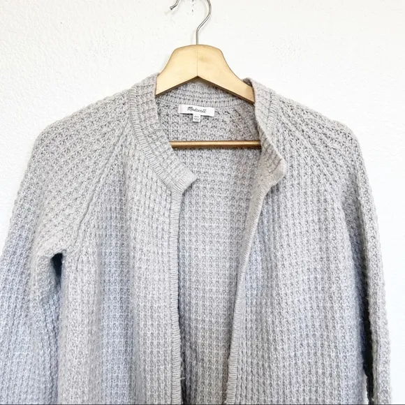 Madewell- Grey Chunky Wafflestitch Wool Blend Cardigan- XXS