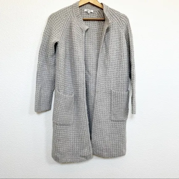 Madewell- Grey Chunky Wafflestitch Wool Blend Cardigan- XXS