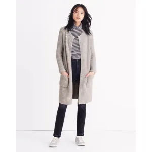 Madewell- Grey Chunky Wafflestitch Wool Blend Cardigan- XXS
