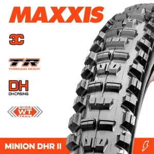 MAXXIS - MINION DHR II 27.5 X 2.40 WT 3C GRIP EXO  TR FOLD 60TPI E-25