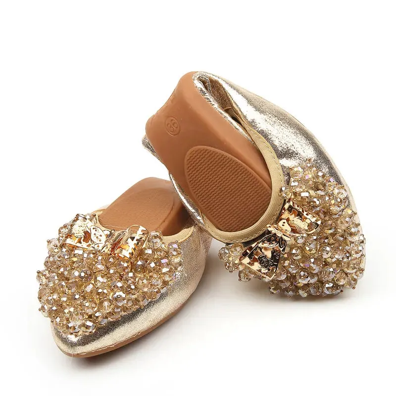 Merendy Kiondo Flat Heel Round Toe Foldable Embellished Ballet Flats