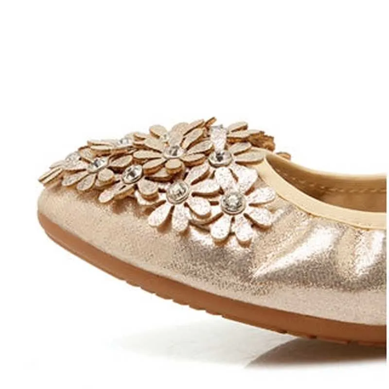 Merendy Kiondo Flat Heel Round Toe Foldable Embellished Ballet Flats