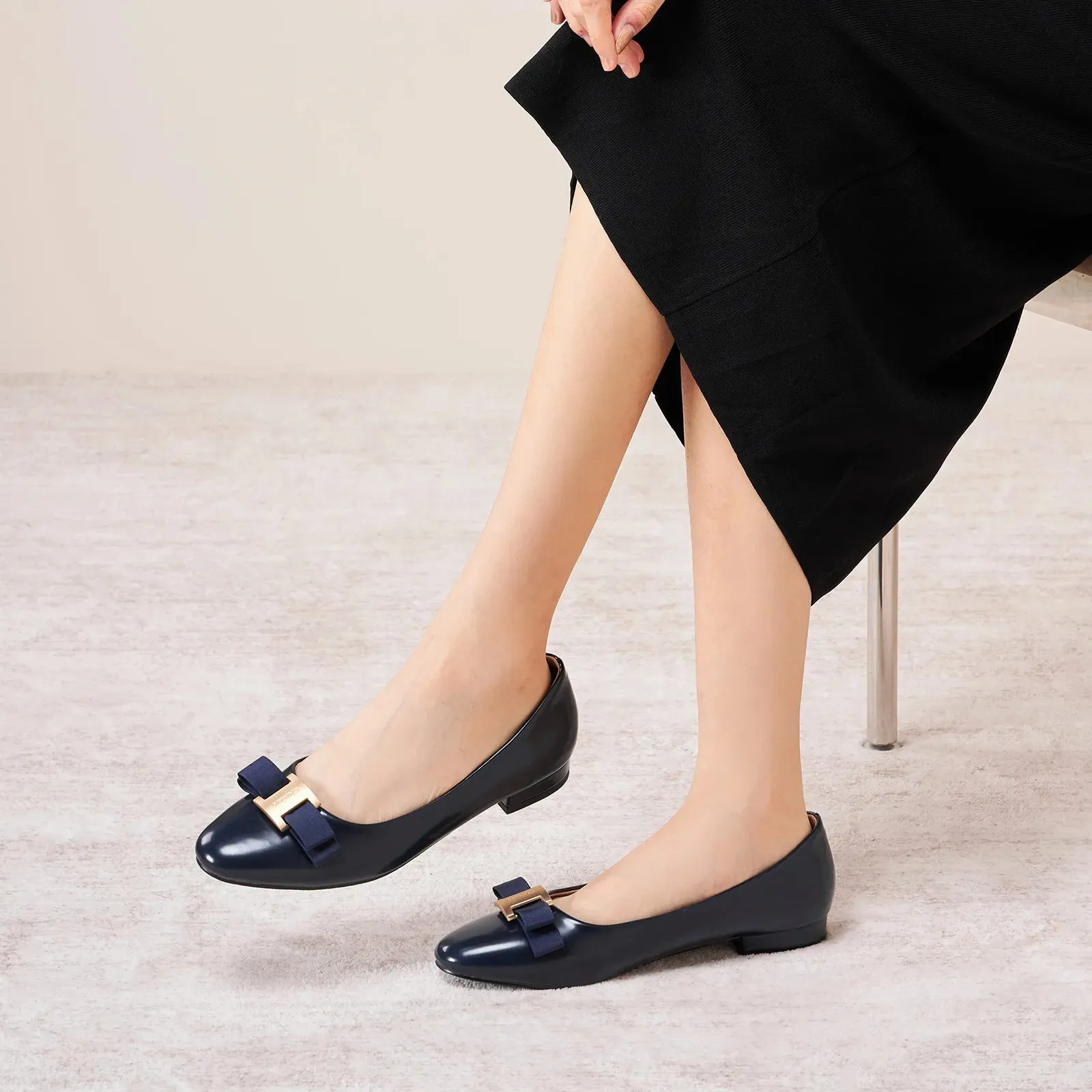 Metal Buckle bow Flats (Anita)social
