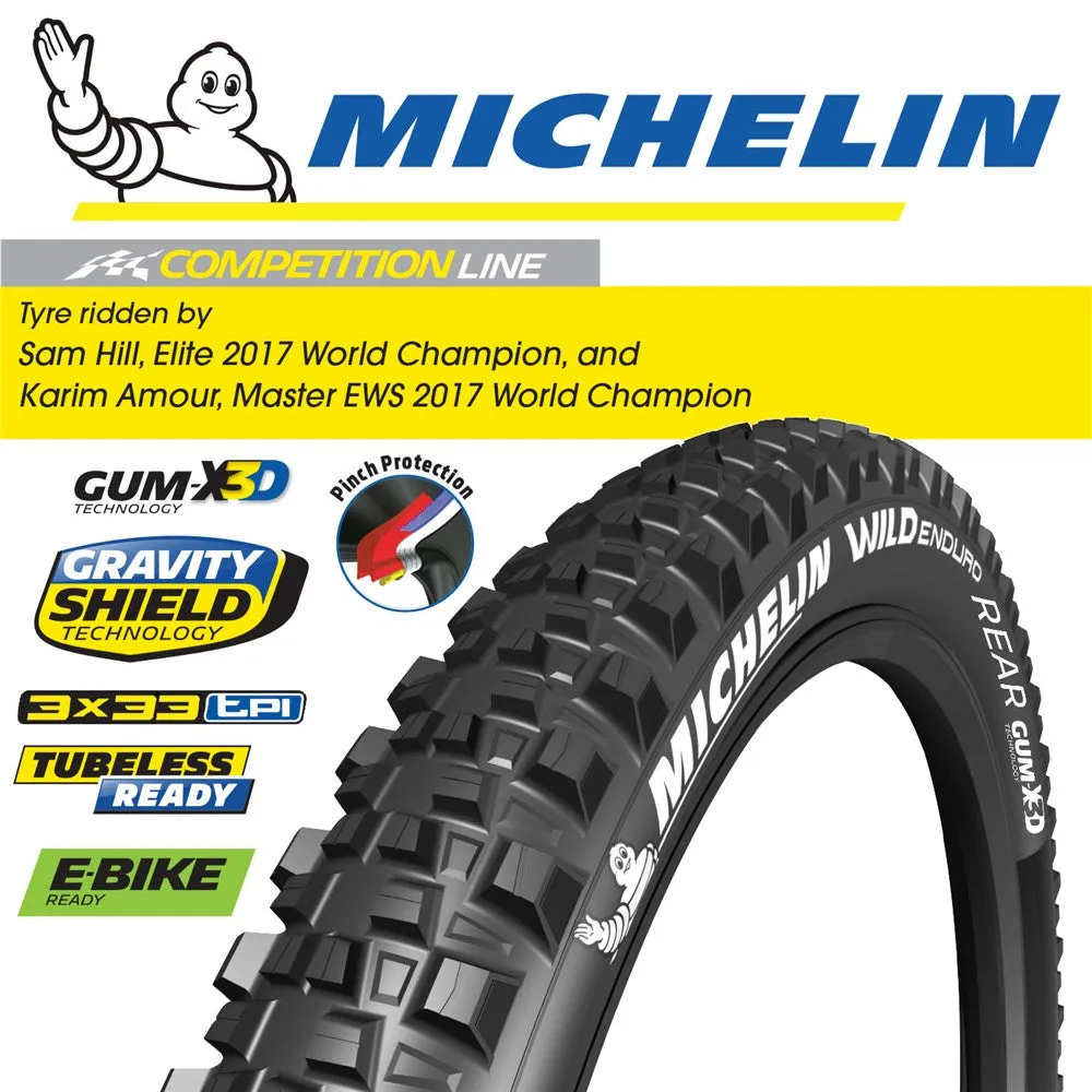 Michelin Rear Wild Enduro Gum-X 27.5x2.4 TR Foldable Tyre Black