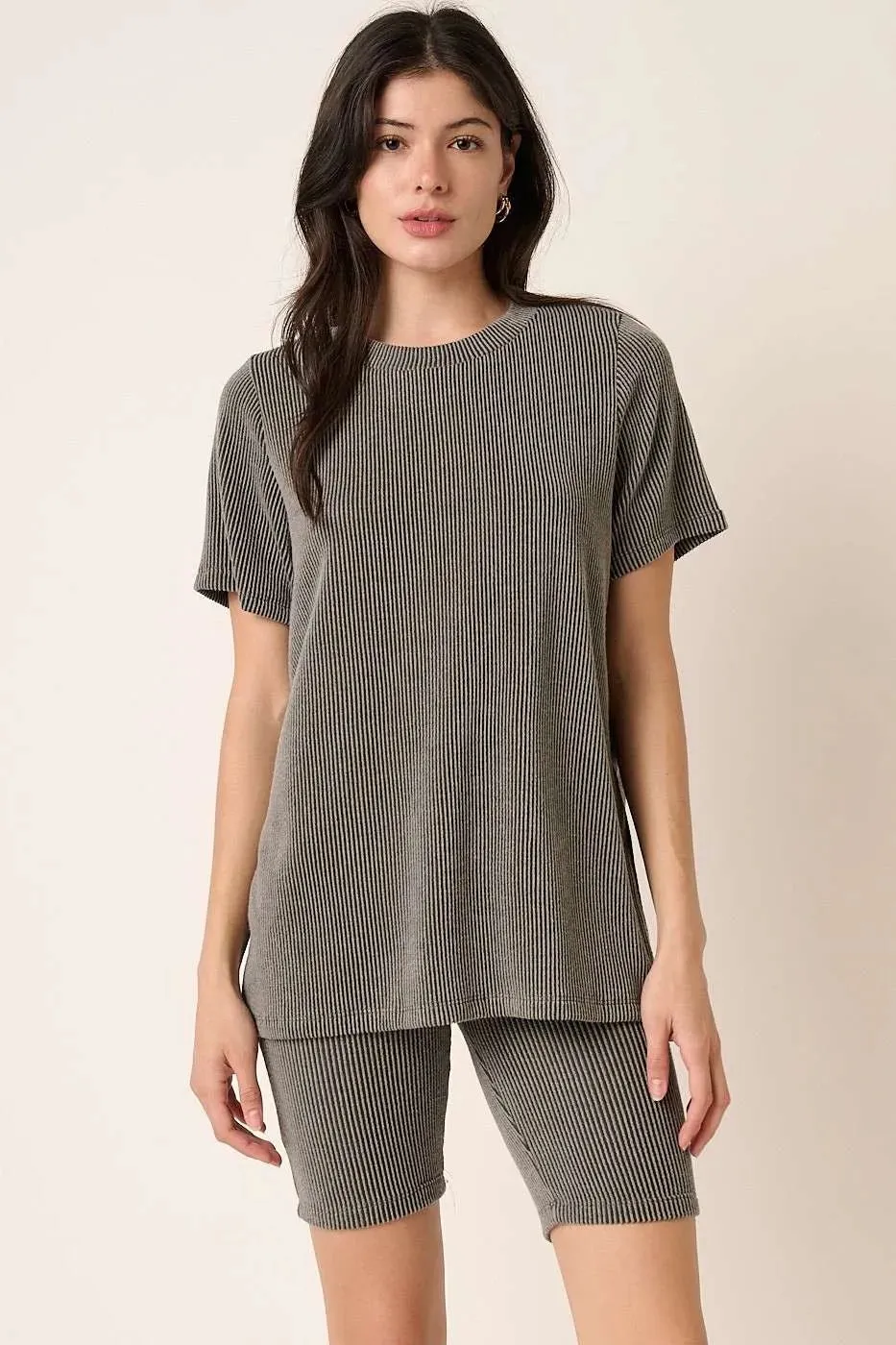 Mittoshop Rib Knit T-Shirt and Biker Short Set