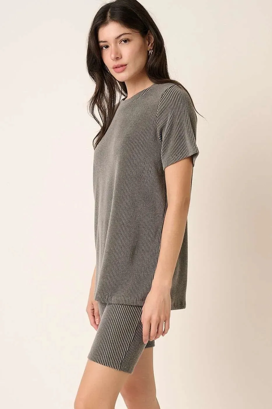 Mittoshop Rib Knit T-Shirt and Biker Short Set