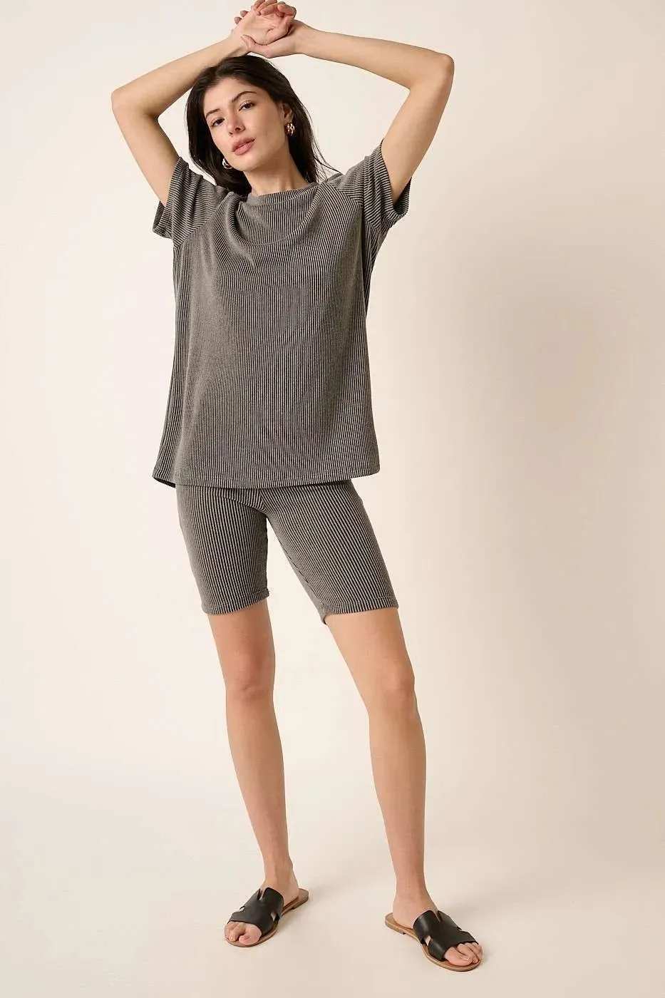 Mittoshop Rib Knit T-Shirt and Biker Short Set