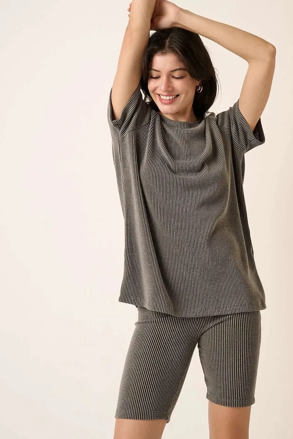 Mittoshop Rib Knit T-Shirt and Biker Short Set