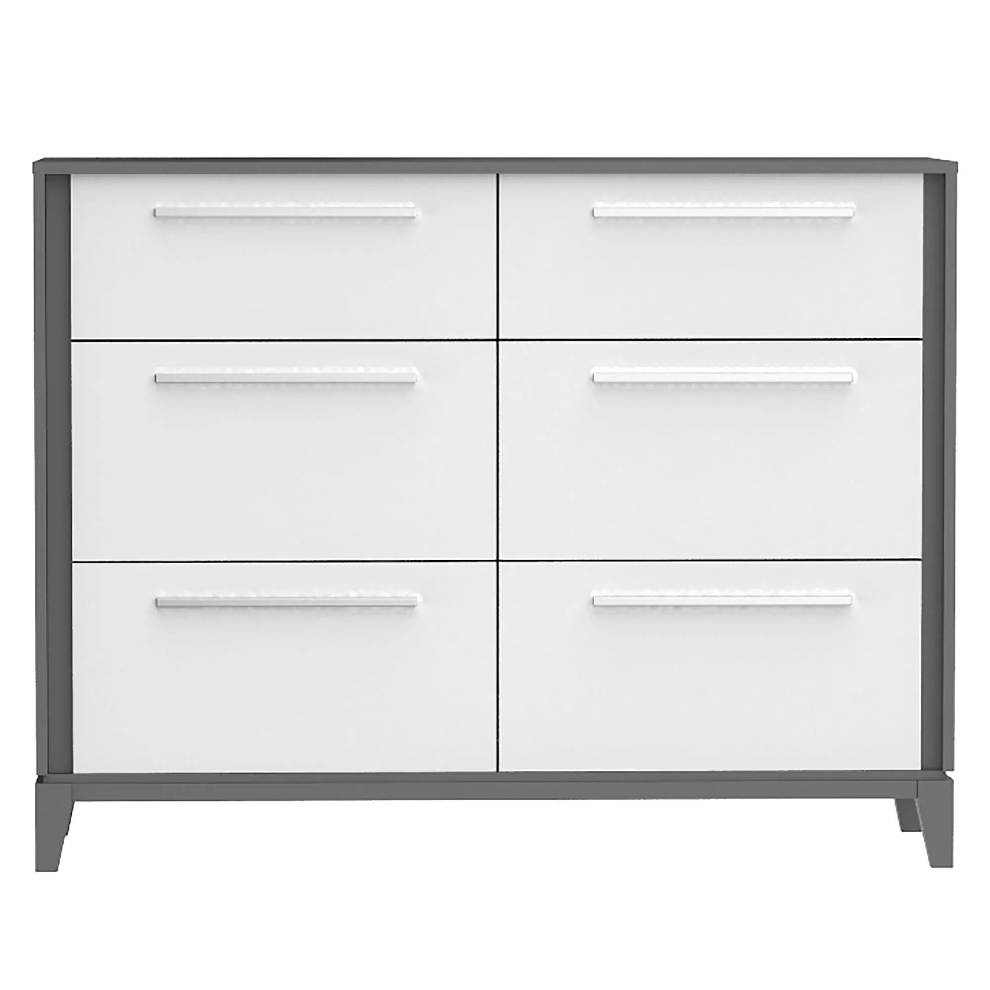 Moderna 6 drawers small double chest office storage organization, dark grey & white