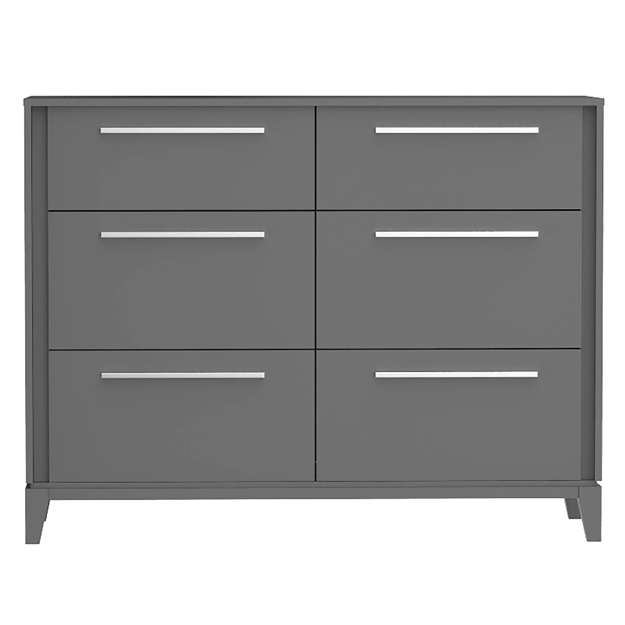 Moderna 6 drawers small double chest office storage organization, dark grey