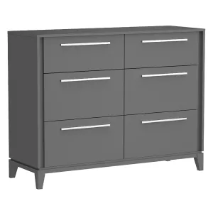 Moderna 6 drawers small double chest office storage organization, dark grey